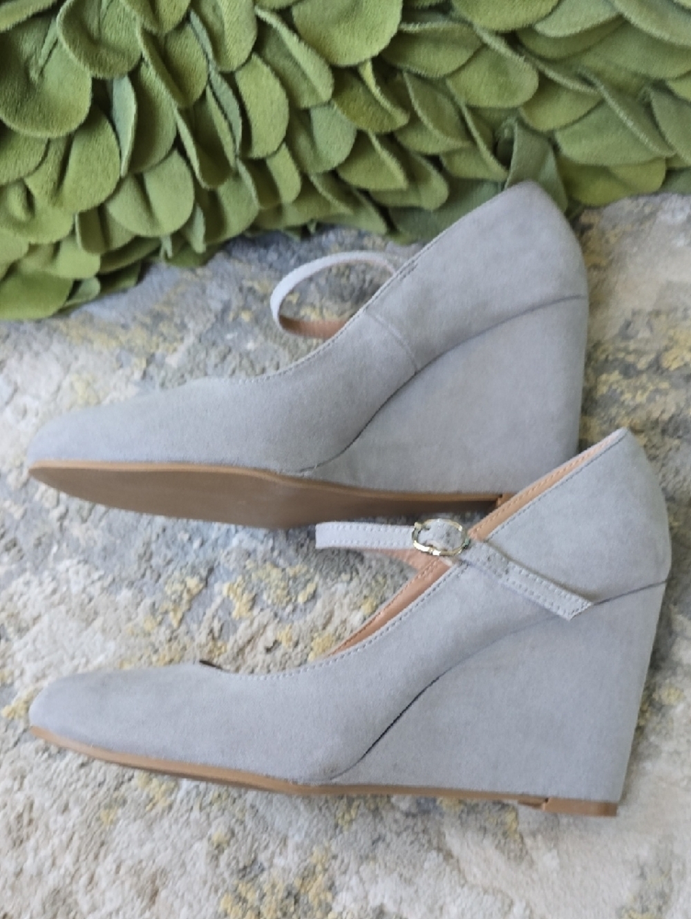 Coutgo Mary Jane Pumps Ankle Strap High Heel Round Toe Wedge Shoes Size 7 - Picture 4 of 11